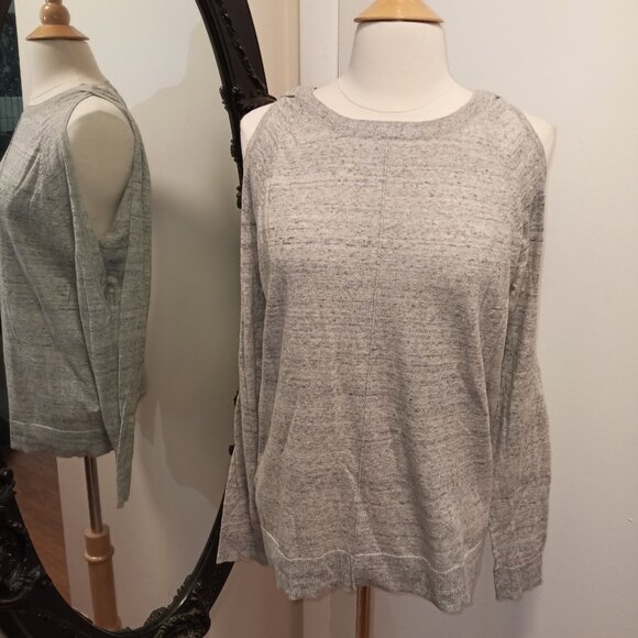 Bailey 44 Grey heather Olympus Cold Shoulder Arm Sweater sz S /B17 - Picture 2 of 9